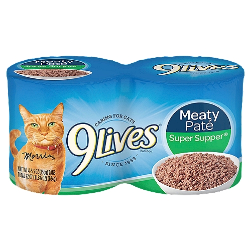 9Lives Savory Classic Super Supper Meaty Paté Cat Food, 5.5 oz, 4 count