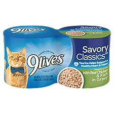 9Lives Savory Classics Hearty Cuts with Real Chicken & Fish in Gravy Cat Food, 5.5 oz, 4 count, 24 Ounce