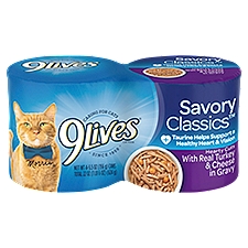 9Lives Savory Classics Hearty Cuts with Real Turkey & Cheese in Gravy Cat Food, 5.5 oz, 4 count, 22 Ounce