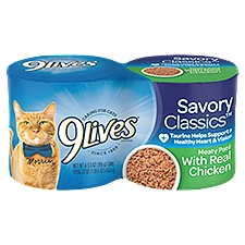 9Lives Savory Classics Meaty Paté with Real Chicken Cat Food, 5.5 oz, 4 count