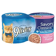9Lives Savory Classics Meaty Paté Seafood Platter Cat Food, 5.5 oz, 4 count, 22 Ounce