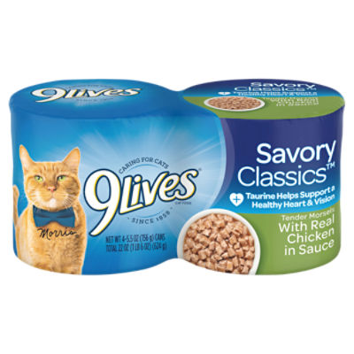 9Lives Savory Classics Tender Morsels with Real Chicken in Sauce Cat Food, 5.5 oz, 4 count, 22 Ounce