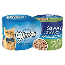 9Lives Savory Classics Tender Morsels with Real Chicken in Sauce Cat Food, 5.5 oz, 4 count