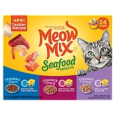Meow Mix Seafood Selects Cat Food Variety Pack, 2.75 oz, 24 count