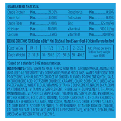 Kibbles and discount bits nutrition label