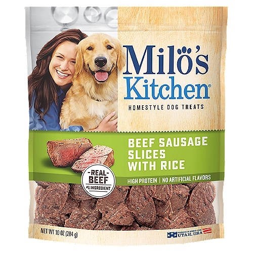 Milo's Kitchen Beef Sausage Slices with Rice Homestyle Dog Treats, 10 oz