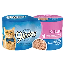 9Lives Kitten Meaty Paté with Real Ocean Whitefish & Tuna Cat Food, 5.5 oz, 4 count