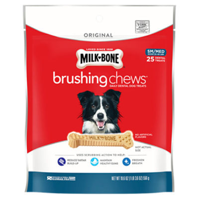 Milk-Bone Brushing Chews Original Daily Dental Dog Treats, SM/Med, 25 count, 19.6 oz