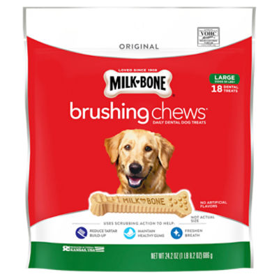 Milk-Bone Brushing Chews Original Daily Dental Dog Treats, Large, 18 count, 24.2 oz