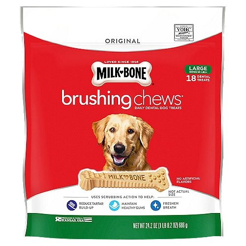 Milk-Bone Brushing Chews Original Daily Dental Dog Treats, Large, 18 count, 24.2 oz
