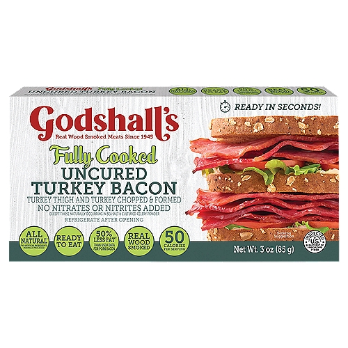 Godshall's Fully Cooked Uncured Turkey Bacon, 3 oz