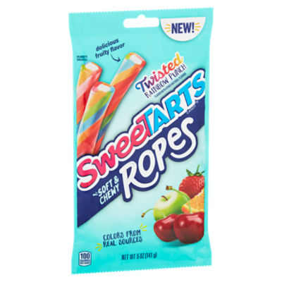 SweeTarts Twisted Rainbow Punch Soft & Chewy Ropes Candy, 5 oz 