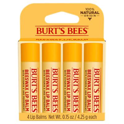 Burt's Bees Beeswax Lip Balm, 4-Pack, 0.15 oz.
