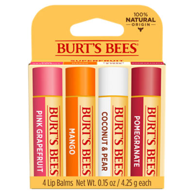 Burt's Bees Flavored Lip Balm Pack, 4 ct, 0.15 oz.