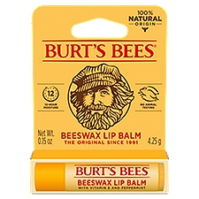Burts Bees 100% Natural Origin Moisturizing Lip Balm, Original Beeswax, 0.15 Ounce Tube, 0.15 Ounce