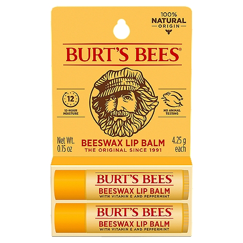 Burt's Bees® lip balm nourishes and makes your lips feel luxurious. Infused with power packed Beeswax and antioxidant Vitamin E to condition skin and richly moisturize and soften lips, this lip balm nourishes dry lips while keeping them revitalized and hydrated. With a matte finish and moisturizing balm texture, the Original Beeswax lip balm glides on smoothly with a hint of Peppermint Oil that leaves your lips with a refreshing tingle. Conveniently tuck this tube into a pocket or purse, so that you can keep naturally derived, nurturing lip care handy. This 100% natural origin beauty product is free of parabens, phthalates, petrolatum and SLS and will beautify and revitalize your lips. We designed the hybrid tube with 70% recycled and plant-based plastic, all recyclable through TerraCycle®. The key components of our plant-based plastic originate from corn starch and recovered potato scraps and is FDA-compliant food grade.