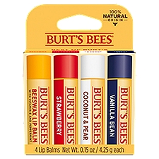 Burt's Bees Chapstick Value Pack, 4 ct, 0.6 Ounce