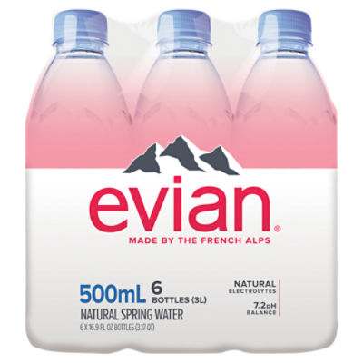 Evian Natural Spring Water 6 pack/16 oz plastic - Beverages2u