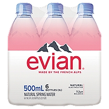 Evian Natural Spring Water, 16.9 fl oz, 6 count