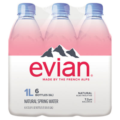 evian Natural Spring Water Bottles - 6-1 Liter - Tom Thumb