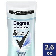 Degree UltraClear Black and White Pure Clean, Antiperspirant Deodorant, 2.6 Ounce