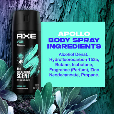 AXE Apollo Body Spray Deodorant for Long-Lasting Odor Protection, Sage &  Cedarwood Deodorant for Men Formulated Without Aluminum 4 Ounce (Pack of 4)