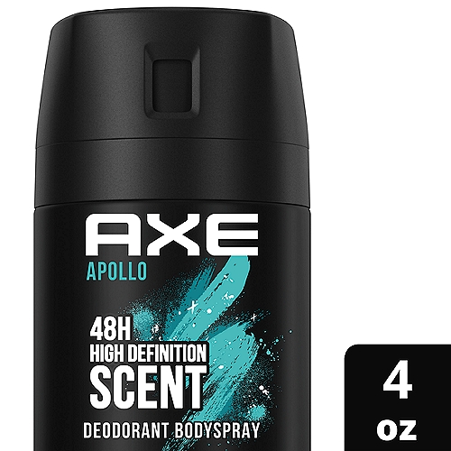 Axe Apollo Sage & Cedarwood Scent Deodorant Bodyspray, 4 oznTake staying fresh to the next level. Live that daily fresh life. You never know what's just around the corner, so you need a men's deodorant that's going to keep you smelling awesome all day, every day. With its odor protection technology, AXE Apollo Body Spray Deodorant for men has got you covered. Always on point, the sage and cedarwood fragrance keeps you totally fresh and 100% ready. All. Day. Long. nnBust odor. Smell Irresistible. Our revolutionary technology men's body spray deodorant fights odor-causing bacteria, leaving you smelling irresistible day and night. So that no matter what comes your way, you're ready. nnFresher you, cleaner planet. By 2025, AXE aims for all our packaging to be recyclable or to include recycled materials. nnAt AXE, we believe that one of the keys to attraction is an irresistible fragrance. That's why we're dedicated to giving you all the best tools to make sure that whenever an opportunity comes your way, you can smell your absolute best. From our body spray deodorant to our shower gels, our antiperspirants to our deodorants, we're doing everything we can to make sure no one gets left out of the attraction game.nnSmell Irresistible all Day. That's the Axe Effect.