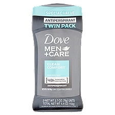 Dove Men+Care Clean Comfort Antiperspirant Special Value Twin Pack, 2.7 oz, 2 count