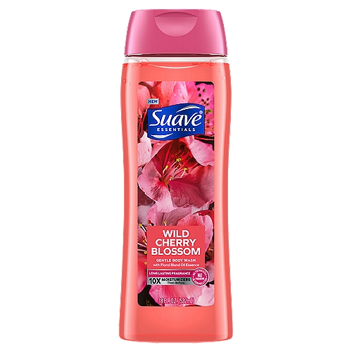 Suave Essentials Wild Cherry Blossom Gentle Body Wash, 18 fl oz