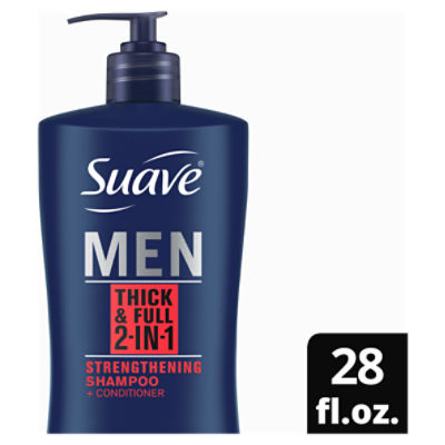 Suave Men 2-in-1 Thick & Full Strengthening Shampoo + Conditioner, 28 fl oz, 28 Ounce