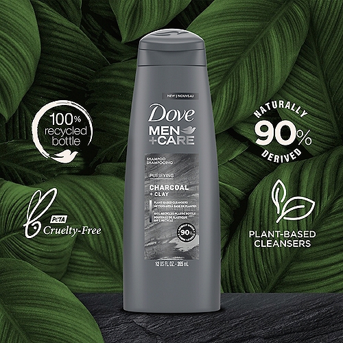 Dove Men+Care Charcoal + Clay Purifying Shampoo, 12 fl oz
