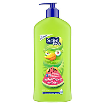Suave Kids Watermelon Wonder 3 in 1 Shampoo + Conditioner + Body Wash, 18 fl oz