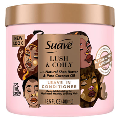 Suave Pink Lush & Coily Leave In Conditioner, 13.5 fl oz