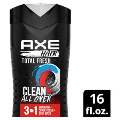 AXE 3-in-1 Body Wash Shampoo & Conditioner Total Fresh 16 oz, 16 Fluid ounce