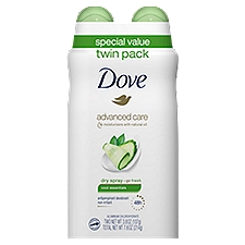 Dove Advanced Care Dry Spray Antiperspirant Deodorant Cool Essentials, 3.8 oz, 2 Count, 7.6 Ounce