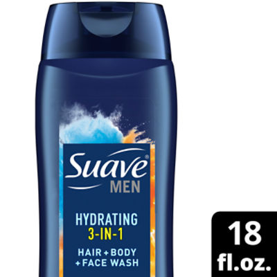 Suave Men Citrus & Musk Hydrating 3-in-1 Hair + Body + Face Wash, 18 fl oz