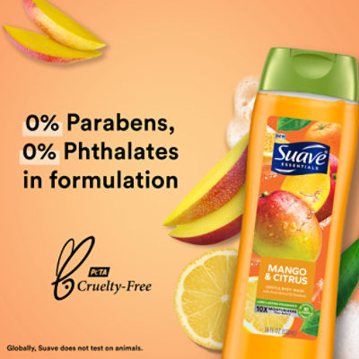 Suave Essentials Mango & Citrus Gentle Body Wash, 18 fl oz