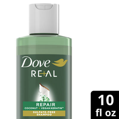 Dove RE+AL Bio-Mimetic Care Repair Coconut + Vegan Keratin Sulfate-Free Shampoo, 10 fl oz