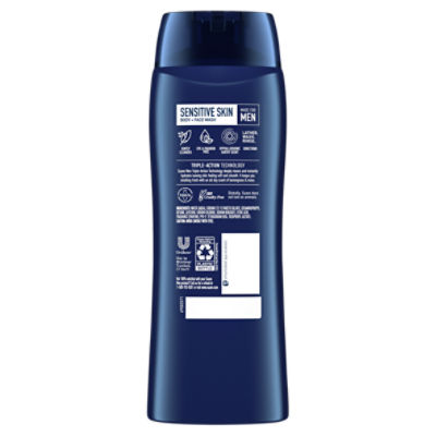 Suave Men Sensitive Skin Body + Face Wash, 18 fl oz
