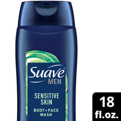 Suave Men Sensitive Skin Body + Face Wash, 18 fl oz