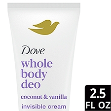 Dove Whole Body Deo Aluminum Free Invisible Cream Deodorant Coconut & Vanilla 2.5 oz