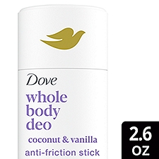 Dove Whole Body Deo Aluminum Free Anti-Friction Deodorant Stick Coconut + Vanilla 2.6 oz