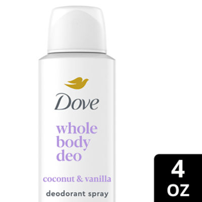Dove Whole Body Deo Aluminum Free Invisible Spray Deodorant Coconut & Vanilla 4 OZ