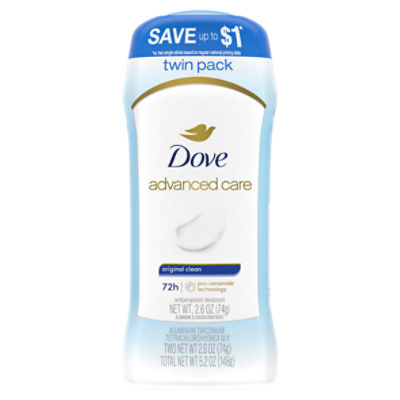 Dove Invisible Solid Antiperspirant Deodorant Stick Original Clean, 2.6