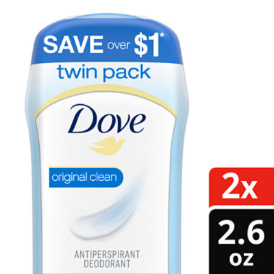 Dove Invisible Solid Antiperspirant Deodorant Stick Original Clean, 2.6 oz, 2 Count