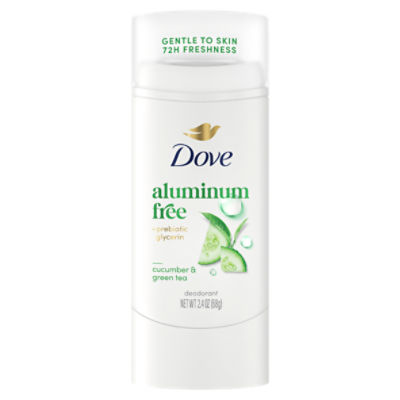 Dove Aluminum Free + Prebiotic Glycerin Cucumber & Green Tea Deodorant, 2.4 oz