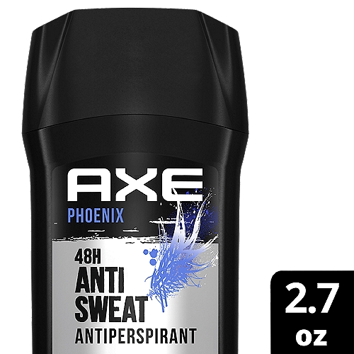 AXE Dual Action Antiperspirant Stick Phoenix 2.7 oz
Get ready to rise up.

When every new day brings a fresh opportunity, you need an antiperspirant that rises above the competition. With 48-hour Anti Sweat Protection, AXE Phoenix Antiperspirant Deodorant Stick gives you dryness confidence no matter what comes your way. Unset the alarm and let the revitalizing scent of crushed mint and energizing rosemary keep you fresh way past bedtime.

Same exhilarating AXE Phoenix mens fragrance, fresh new look. But what's on the inside matters too. Bust odor and smell fresh for 48 hours with our first Dual Action Anti-Perspirant Stick. Our anti sweat deodorant formula keeps underarms super dry and super fresh. All day, all night - no matter what, you're ready. 

Take care of yourself and our planet. By 2025, AXE aims for all our packaging to be recyclable or to include recycled materials. 

At AXE, we believe that one of the keys to attraction is an irresistible anti sweat mens deodorant fragrance. That's why we're dedicated to giving you all the best tools to make sure that whenever opportunity comes your way, you smell your absolute best.

From our deodorant sprays to our shower gels, our antiperspirants to our deodorants, we're doing everything we can to make sure no one gets left out of the attraction game. 

Welcome to the future. It smells amazing.
New and upgraded AXE. Smell ready.

Uses: Reduces underarm wetness.
48 hour protection.