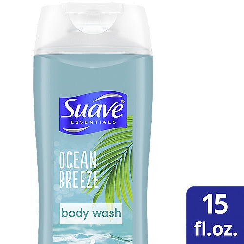 Suave Essentials Body Wash Ocean Breeze 15 oz
Dive into this crisp, refreshing ocean breeze body wash. Suave Essentials Ocean Breeze Body Wash has been specially made with a superior formula to bring the best out of your skin. This hydrating body wash delivers a deep clean with a rich, creamy lather. Skin feels refreshed and revitalized long after you shower. Suave body wash can also be used to clean hands just as effectively as hand soap. You will love the way the Suave Essentials Ocean Breeze Body Wash hydrates your skin. This shower gel is infused with sea algae extract and vitamin E, and the refreshing scent of watery hyacinth, sandalwood, and freesia will leave your skin with a subtle, lingering scent after you shower. This moisturizing body wash and shower gel is made with fragrances as beautiful as Bath & Body Works®
(Bath & Body works is a registered trademark of Bath & Body Works Brand Management, Inc.).
 To use: squeeze a quarter-size amount onto a wet bath pouf or washcloth. Wrap yourself in bubbly lather. Savor the beautiful fragrance. Rinse. For over 75 years, Suave has offered professional quality hair and skin care products for the entire family, which are proven to work as well as salon brands. The Suave promise is to make gold standard quality attainable to all, so everyone can look good, smell good, and feel good every day. Find your favorite fragrance and leave a review at Suave.com.

Fragrances as beautiful as Bath & Body Works®

Awaken to clear blue sky, a gentle breeze and refreshing waters. Feel paradise in a bottle.
This uplifting scent is a playful blend of watery hyacinth and fresh sandalwood, topped off with a splash of sheer freesia.