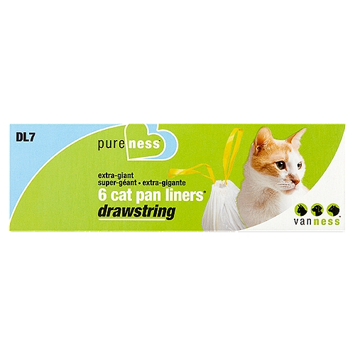 Van Ness Pure Ness DL7 Drawstring Cat Pan Liners, Extra-Giant, 6 count