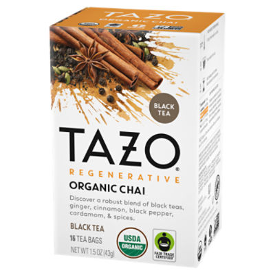 Tazo Regenerative Organic Chai Black Tea Bags, 16 count, 1.5 oz